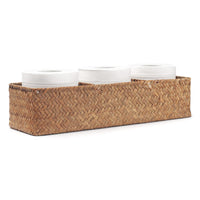 1 x RAW Customer Returns Seagrass Storage Basket Rectangular Shelf Baskets Natural Woven Braided for Organizing Toilet Paper Natural 42cm x 14cm x 9cm  - RRP €21.7