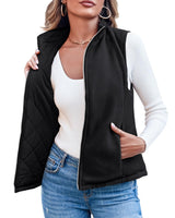 1 x Brand New YBENLOVER Reversible Vest Women s Short Fleece Softshell Quilted Vest Warm Sleeveless Jacket with Zipper Pockets - RRP €30.24