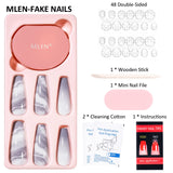 3 x Brand New Mlen 24 Pieces False Nails Press on Tips Full Cover Fake Nails Long Ballerina Artificial Nails Comfortable for Women and Girls Party and Home DIY Honey - RRP €54.0