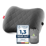 1 x RAW Customer Returns HIKENTURE Inflatable Pillow for Camping Travel with Removable Pillowcase, Ergonomic Pillow Comfortable Travel Outdoor Inflatable Pillow for Travel and Trip, Gray - RRP €24.32