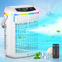 1 x RAW Customer Returns Mobile Air Conditioner, 1200ml Mobile Air Conditioner Mini Air Cooler Fan with Water Cooling, USB Evaporative Cooler with Remote Control, 3 Speeds 3 Modes, 2 4 6H Timer, Ideal for Room Office - RRP €58.48