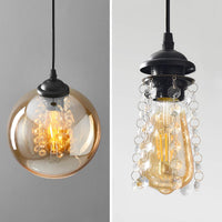 1 x RAW Customer Returns HWS Glass Pendant Light Vintage Crystal Pendant Lamp Modern Ball Chandelier Design Creative Hanging Light Height Adjustable Interior Decoration Hanging Lamp Living Room Light Amber, 1 Flaming  - RRP €53.99