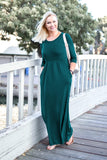 1 x RAW Customer Returns WNEEDU Maxi Dresses for Women 3 4 Sleeve Women s Dress Loose Long Maxi Dress with Pockets Autumn Winter Dress for Women Dresses Dark Green Long Female Maxi Dress Elegant - RRP €28.07