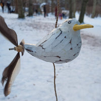 1 x RAW Customer Returns ART-CRAFT seagull wind chime with feather propeller with 3 decorative seagulls wooden animal figures as maritime decoration, balcony decoration or as garden decoration - RRP €19.99