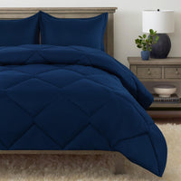 1 x RAW Customer Returns TOPLUXE Duvet 220x240, 300gsm Microfiber Quilt, 4 Seasons Duvet 220x240cm, Dark Blue  - RRP €50.41