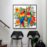 1 x RAW Customer Returns Cukol Parrot Cross Stitch Set Pre-Printed Animals Embroidery Templates Embroidery Pictures Pre-Printed Cross Stitch Embroidery Kits Embroidery Kit Cross Stitch Embroidery Kit Embroidery Set Adults Beginners 36x36cm - RRP €17.78