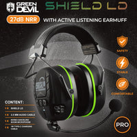 1 x RAW Customer Returns GREEN DEVIL Shield LD Active hearing protection - electronic hearing protector with Bluetooth 5.3 technology Integrated microphone EN352 compliant SNR 32dB for mowing and noisy work - RRP €70.42