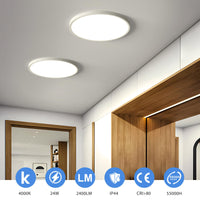 1 x RAW Customer Returns OTREN 2 pieces LED ceiling light flat, round bathroom lamp ceiling lamps 24W, 2400LM modern panel lamp for bathroom, living room, bedroom, bathroom, 4000K cool white, IP44, 23CM - RRP €31.25