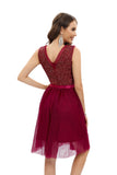 1 x Brand New Gardenwed Women s Sequined Formal Dress Festival Cocktail Soft Tulle V-Neck Birthday Communion Dress Burgundy M - RRP €39.99