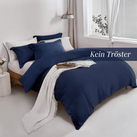 4 x Brand New MILDLY bed linen 135x200 navy blue 4-piece, 100 microfiber plain bed linen set with 2 pillowcases 80x80 cm, koTex certified suitable for allergy sufferers, bed linen with zip - RRP €114.32