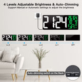 1 x RAW Customer Returns XREXS 18 Large Digital Wall Clock with Remote Control, Auto DST LED Clock, Adjustable Brightness Digital Alarm Clock, with Temperature Alarm Date Day of the Week 8 Languages  - RRP €54.35