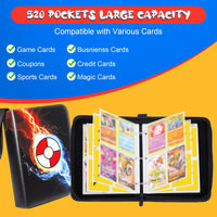 10 x Brand New Card Scrapbook 4-Pocket, 520 Pockets Booklets for Cards with 65 Pages, PU Portable Waterproof Trading Card Holder for MTG, TCG, Sports Cards, Playing Cards - RRP €171.4