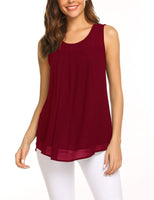 1 x RAW Customer Returns Parabler Women s Summer Chiffon Top Sleeveless Blouse Top Tank Top Elegant Vest Top Shirt Blouse Tops Wine Red XXL - RRP €21.31