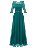 1 x RAW Customer Returns Berylove Cocktail Dress with Sleeves Women Elegant Dress Women Festive Long Dress Wedding Guest Dress Women BLP7049 Peacock Green XL - RRP €66.73