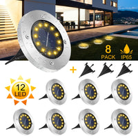 1 x RAW Customer Returns GREPRO Solar Floor Lights 8 Pack, 12 LEDS Solar Lamps for Outdoors, IP65 Waterproof Warm White LED Garden Lights Solar for Lawn Driveway Sidewalk Patio Garden Solar Light - RRP €25.19