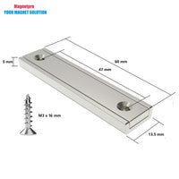 1 x RAW Customer Returns Magnetpro 8 pieces rectangular magnets 30 kg force 60 x 13.5 x 5 mm with hole and steel capsule, household and industrial pot magnet with screws - RRP €17.14