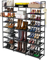 1 x RAW Customer Returns FINEW Metal Shoe Rack, Thin Shoe Rack with 23 Shelves, Holds 50-55 Pairs of Shoes and Boots, Shelf for Living Room, Bedroom, Hallway, Entryway, Changing Rooms - Black - RRP €40.33