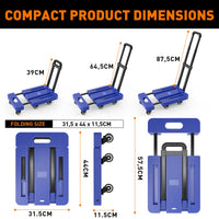 1 x RAW Customer Returns Ronlap transport cart foldable incl. 2 expander ropes, foldable transport trolley - load capacity 225 kg, luggage trolley, storage trolley with 6 wheels, transport aid blue - RRP €42.99