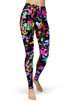 1 x RAW Customer Returns sissycos 80s Leggings Women s Colorful Print Leggings Oil Painting Graffiti Yoga Tights Sports Pants Leggings Long Black Graffiti L XXL Waist 76cm-96cm  - RRP €20.81