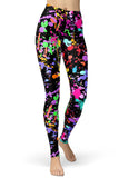 1 x RAW Customer Returns sissycos 80s Leggings Women s Colorful Print Leggings Oil Painting Graffiti Yoga Tights Sports Pants Leggings Long Black Graffiti L XXL Waist 76cm-96cm  - RRP €20.81