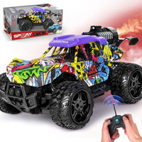 1 x RAW Customer Returns VATOS Remote Control Car - 1 16 Graffiti RC Car Monster Truck with LED Light Spray Offroad RC Vehicles Car Gift Toy for Children Boys Girls 3-7 Years - RRP €18.99