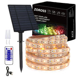 1 x RAW Customer Returns Zoross Solar Fairy Lights Outdoor, 10M 32.8ft LED Strip Outdoor IP67 Outdoor 640 LEDs Dimmable Light Strips with Remote Control Solar Panel with 8 Modes for Garden Patio Yard Path Party - RRP €46.68