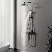 1 x RAW Customer Returns Rain shower shower system shower set shower set with thermostat, YUANNY shower system with 4 functions-26cm rain shower, thermostat brass with shelf, hand shower and shower hose, adjustable shower rod - RRP €119.99