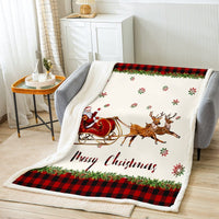 1 x Brand New Homewish Christmas Blanket Christmas Deer Blanket Throw 75 x 100 Cute Santa Claus Duvet Cover Merry Christmas Printed Fleece Blanket Kids Cartoon Fuzzy Blanket Grid Snowflake Decor - RRP €20.4