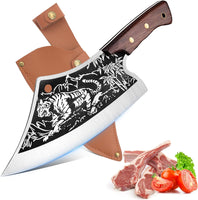 1 x RAW Customer Returns iPatio Japanese knife kitchen knife professional knife, original Japanese chef s knife in Damascus steel, chopping knife boning knife with leather sheath, kitchen knife outdoor knife for kitchen camping BBQ - RRP €29.99