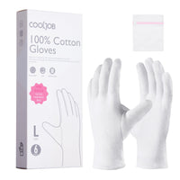 2 x RAW Customer Returns COOLJOB Cotton Gloves, White Fabric Gloves Made of 100 Cotton for Dry Hands Neurodermatitis, Reusable, Washable - Free Wash Bag 6 Pairs, Size ML  - RRP €20.16