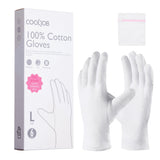 1 x RAW Customer Returns COOLJOB 6 Pairs White Cotton Eczema Gloves for Women Men with Wash Bag 100 Cotton Moisturizing Protective Gloves for Dry Hands Jewelry Inspection 6 Pairs, Size - RRP €10.09