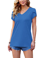 3 x Brand New PLOKNRD Tops for Women Summer Short Sleeve Tops V-Neck for Women Blue, S  - RRP €65.97