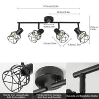 2 x Brand New FORCOSO ceiling spotlight black swiveling 350 , spots ceiling light 4 flames metal ceiling lamp spotlight, E14 vintage ceiling spots wall spotlight, ceiling kitchen lamp kitchen living room hallway wall lamp - RRP €76.22