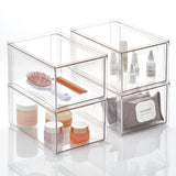 1 x RAW Customer Returns mDesign Makeup Organizer Stackable Drawer Made of Plastic Practical Storage Box for Sorting Bathroom Items Set of 4 Transparent - RRP €77.99