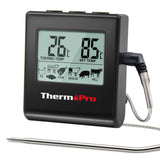 1 x RAW Customer Returns ThermoPro TP16 meat thermometer grill thermometer digital roasting thermometer oven thermometer kitchen thermometer with timer for BBQ, grill, smoker black - RRP €17.89