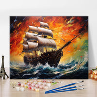 1 x RAW Customer Returns TISHIRON DIY Paint by Numbers Kits The Sailboat in the Storm for Kids Paint by Numbers Canvas Art for Home Decor Wall Decoration - 16 x 20  - RRP €20.4