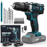 1 x RAW Customer Returns Sundpey Cordless Screwdriver 21V Cordless Drill - Cordless Drill Driver with 2x2000mAh Battery, 45 Nm Max, 2-Speed Speed, 18 1 Torque Levels, 10mm Drill Chuck, 22PCS Cordless Screwdriver Set for Home DIY Project Blue - RRP €38.45