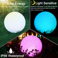 1 x RAW Customer Returns RGB LED 30cm solar light for outdoors, IP66 solar lamp with remote control, solar ball light 16 color changes, 1200mAh Type-C rechargeable ball lamp waterproof for lawn backyard patio pond interior - RRP €49.99