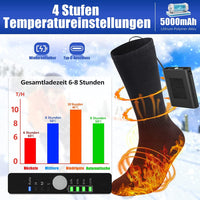 1 x Brand New Heated socks, 5V 5000mAh heated socks, men s women s foot warmer, heating socks with 4 adjustable temperatures, foot warmer, electric warm socks for winter, outdoor, camping, fishing, hiking, skiing - RRP €40.32