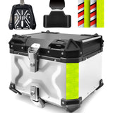 1 x RAW Customer Returns VOKKA Motorcycle Top Case, 45L Waterproof Aluminum Top Case, Motorcycle Luggage Box with Safety Lock Scooter Top Case for Helmet Storage, with Motorcycle Backrest and Base Plate Silver  - RRP €245.99