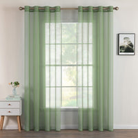 1 x RAW Customer Returns MIULEE Set of 2 Voile Curtains with Eyelets Transparent Curtain Made of Voile Polyester Eyelet Curtain Transparent Living Room Airy Decorative Curtain for Bedroom Grey Green 215 x 140cm H x W, Grommet Top - RRP €29.92