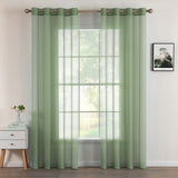 1 x RAW Customer Returns MIULEE Set of 2 Voile Curtains with Eyelets Transparent Curtain Made of Voile Polyester Eyelet Curtain Transparent Living Room Airy Decorative Curtain for Bedroom Grey Green 215 x 140cm H x W, Grommet Top - RRP €29.92