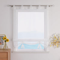 1 x RAW Customer Returns ESLIR Roman blind with loops, kitchen Roman blinds, transparent loop blinds, modern voile white, W x H 80 x 155 cm, 1 piece - RRP €18.14