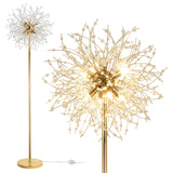 1 x RAW Customer Returns Rayofly Modern Floor Lamps, Gold Fireworks Crystal Floor Lamp Living Room, 8-Light Crystal Floor Lamps with Foot Switch, High 172CM, Glass Metal Floor Lamp, Golden Floor Lamp for Bedroom - RRP €89.99