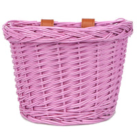 1 x RAW Customer Returns AVASTA Wicker Children s Bike Basket 12, 14, 16 Girls Bikes, Scooters, Tricycles, Kids Bike Accessories, with Leather Strap, Purple, Size XS  - RRP €30.0