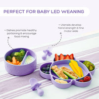 6 x Brand New grabease Graease Baby Food Set - Silicone Bowl, Cloud Plate and Utensils Lavender - RRP €174.0