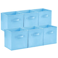 1 x RAW Customer Returns Lifewit Pack of 6 storage boxes made of fabric, foldable storage cubes Kallax boxes storage made of non-woven fabric with handle for cube shelf Kallax boxes shelf insert, 26.5x26.5x28cm, light blue - RRP €24.58