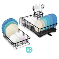 1 x RAW Customer Returns TONLEA Dish Drainer Rack, Stainless Steel Dish Racks for Kitchen Counter, Space Saving Dish Drainer, Hanging Fruit Basket with Tray, Kitchen Organizers and Storage, Black - RRP €27.22