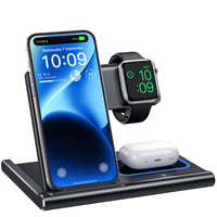 1 x RAW Customer Returns EXW Charging Station Apple Watch and iPhone, EXW 3 in 1 Charging Station Apple for Wireless Charger, iPhone Charger for iPhone 15 14 13 12 11 Pro Series, AirPods Pro 3 2, Apple Watch Black No Charging Plug  - RRP €24.19