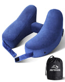 1 x RAW Customer Returns JefDiee Travel Pillow Neck Pillow Inflatable Neck Pillow for Airplane Adult Neck Pillow - Fast Inflatable Pillow with Headrest, Hat, Luxury Bag, Blue - RRP €20.16